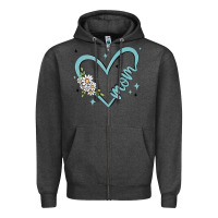 Charcoal Heather mom with heart and flowers Zipper Hoodie - MaliasSmallBusiness