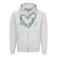 Dove Grey mom with heart and flowers Zipper Hoodie - MaliasSmallBusiness