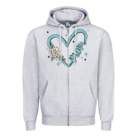 Heather Grey mom with heart and flowers Zipper Hoodie - MaliasSmallBusiness