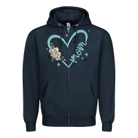 Navy mom with heart and flowers Zipper Hoodie - MaliasSmallBusiness