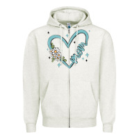 Oatmeal Heather mom with heart and flowers Zipper Hoodie - MaliasSmallBusiness