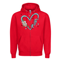 Red mom with heart and flowers Zipper Hoodie - MaliasSmallBusiness