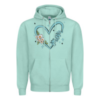 Seafoam mom with heart and flowers Zipper Hoodie - MaliasSmallBusiness