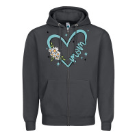Smoke mom with heart and flowers Zipper Hoodie - MaliasSmallBusiness