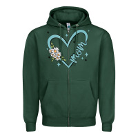 Sports Green mom with heart and flowers Zipper Hoodie - MaliasSmallBusiness