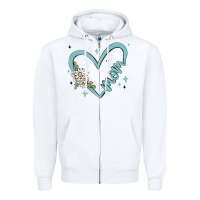 White mom with heart and flowers Zipper Hoodie - MaliasSmallBusiness