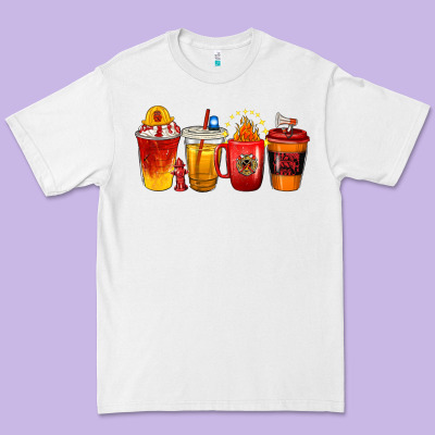 Firefighter Coffee Cups Premium Tee Designed By Texasbilliewilder