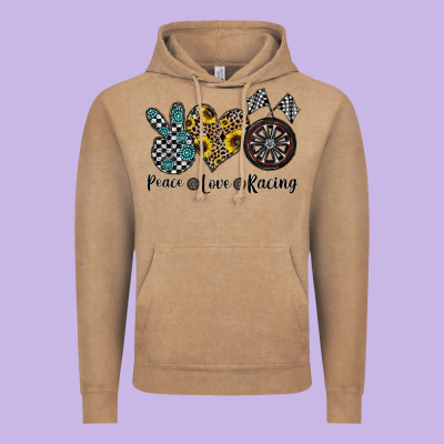 Peace Love Racing Vintage Hoodie Designed By Cowhidedigitalart