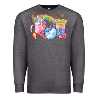 Charcoal Heather Unicorn Coffee Cup With Star Bbs Premium Sweatshirt - BundleAndBundleShop