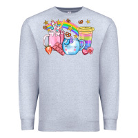 Heather Grey Unicorn Coffee Cup With Star Bbs Premium Sweatshirt - BundleAndBundleShop