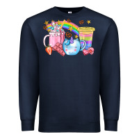 Navy Unicorn Coffee Cup With Star Bbs Premium Sweatshirt - BundleAndBundleShop