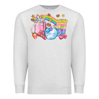 Oatmeal Heather Unicorn Coffee Cup With Star Bbs Premium Sweatshirt - BundleAndBundleShop