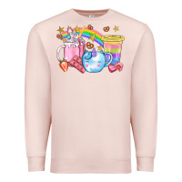 Pale Pink Unicorn Coffee Cup With Star Bbs Premium Sweatshirt - BundleAndBundleShop