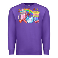 Purple Unicorn Coffee Cup With Star Bbs Premium Sweatshirt - BundleAndBundleShop