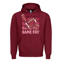 Burgundy game day football Zipper Hoodie - MaliasSmallBusiness