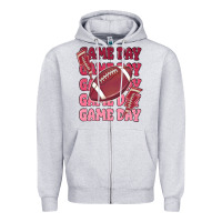Heather Grey game day football Zipper Hoodie - MaliasSmallBusiness