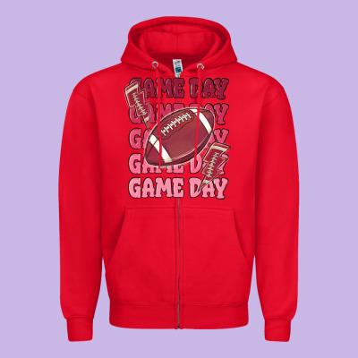 Game Day Football Zipper Hoodie Designed By Maliassmallbusiness