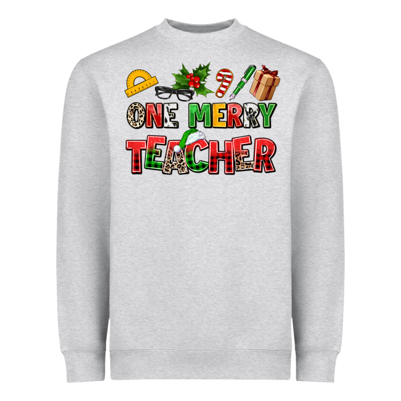 One Merry Teacher Heavyweight Sweatshirt by AdoDesignShop | Teevron