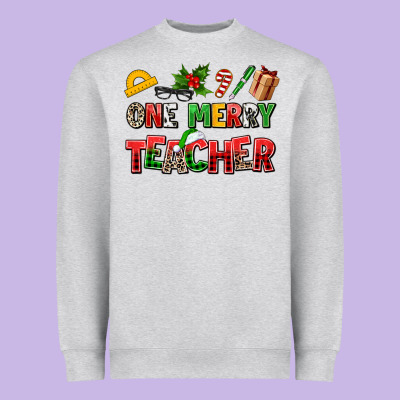 One Merry Teacher Heavyweight Sweatshirt Designed By Adodesignshop