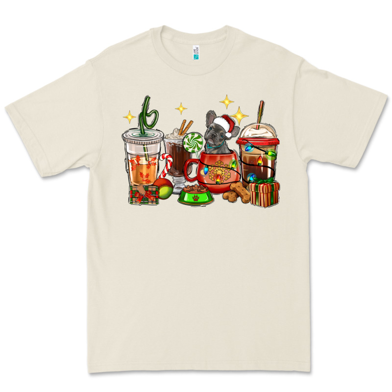 Christmas Coffee Cups With French Bulldog Premium Tee by RanaPortraitStore | Teevron