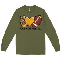 Army Green peace love football revize Long Sleeve Tee - AdoDesignShop