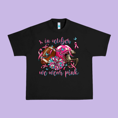 In October We Wear Pink Football Urban Heavy Tee Designed By Adodesignshop