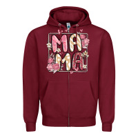 Burgundy floral mama Zipper Hoodie - MaliasSmallBusiness