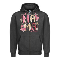 Charcoal Heather floral mama Zipper Hoodie - MaliasSmallBusiness