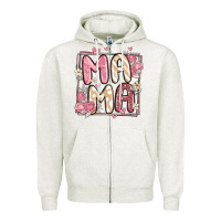 Oatmeal Heather floral mama Zipper Hoodie - MaliasSmallBusiness