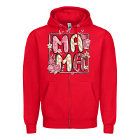 Red floral mama Zipper Hoodie - MaliasSmallBusiness