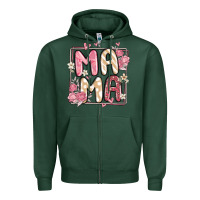 Sports Green floral mama Zipper Hoodie - MaliasSmallBusiness