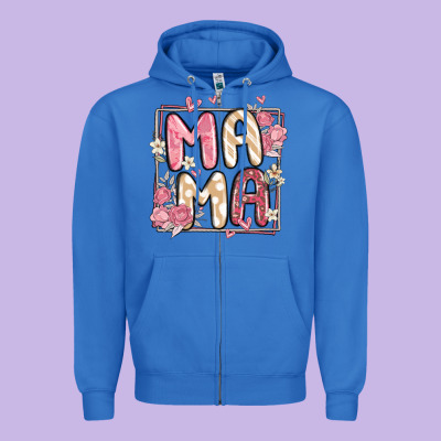 Floral Mama Zipper Hoodie Designed By Maliassmallbusiness