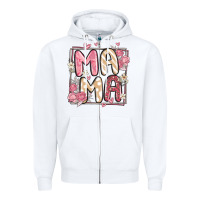 White floral mama Zipper Hoodie - MaliasSmallBusiness