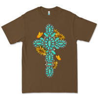 Gemstone Cross With Sunflowers And Butterflies Premium Tee | Teevron