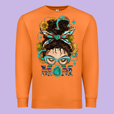 Western Messy Bun Mom With Sunflower Premium Sweatshirt Designed By Bundleandbundleshop
