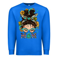 True Royal Western Messy Bun Mom With Sunflower Premium Sweatshirt - BundleAndBundleShop