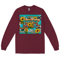 Burgundy world's best mom sunflower leopard cowhide Long Sleeve Tee - Artiststas
