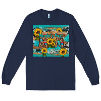 Navy world's best mom sunflower leopard cowhide Long Sleeve Tee - Artiststas