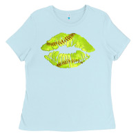 Baby Blue softball lips Ladies Tee - AdoDesignShop