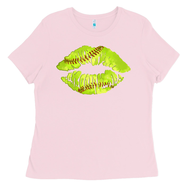 Softball Lips Ladies Tee by AdoDesignShop | Teevron