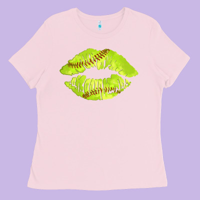 Softball Lips Ladies Tee Designed By Adodesignshop