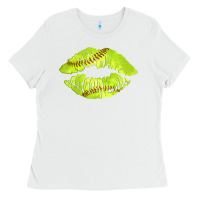 White softball lips Ladies Tee - AdoDesignShop