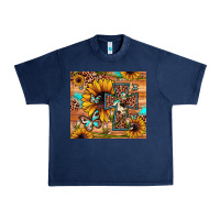 Navy cross sunflower butterfly Urban Heavy Tee - JahusDesignShop