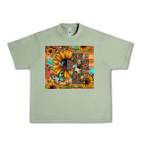 Oil Green cross sunflower butterfly Urban Heavy Tee - JahusDesignShop