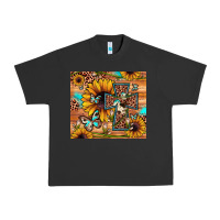 Pigment Black cross sunflower butterfly Urban Heavy Tee - JahusDesignShop