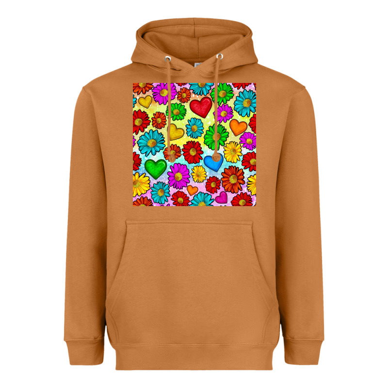 Pride Lgbtq Flowers And Hearts Seamless Pattern Heavyweight Hoodie by BundleAndBundleShop | Teevron