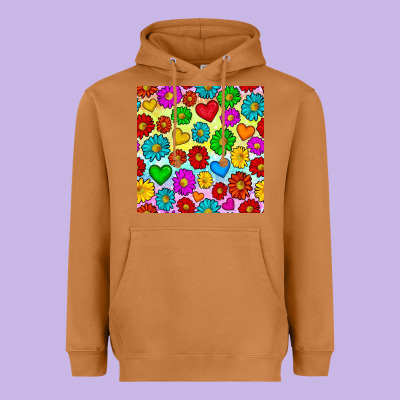 Pride Lgbtq Flowers And Hearts Seamless Pattern Heavyweight Hoodie Designed By Bundleandbundleshop