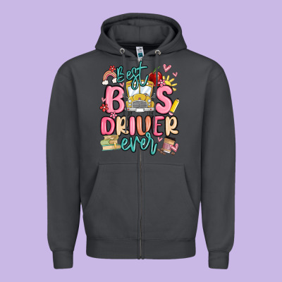 Best Bus Driver Ever Zipper Hoodie Designed By Maliassmallbusiness
