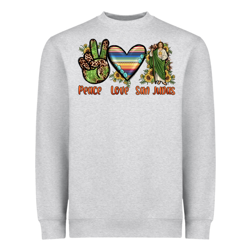 Peace Love San Judas Heavyweight Sweatshirt by JahusDesignShop | Teevron