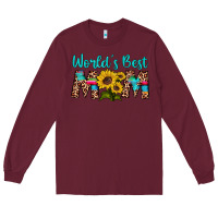 Burgundy world's best mom sunflower Long Sleeve Tee - Artiststas